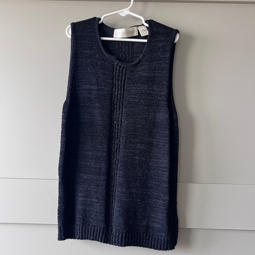 Dana Buchman‎ Sleeveless Knit Vest Top Sweater Black Womens Size S USA Classic